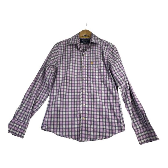 Abercrombie & Fitch Mens Checkered Button Down size Small Purple - Picture 1 of 5